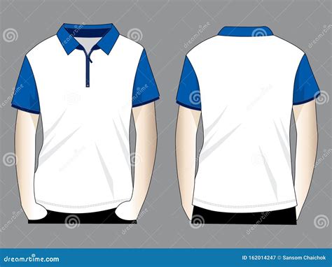 Zip-Up Polo Shirt Design Vector with White/Blue Colors. Stock Vector ...