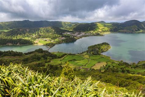 Blue and Green Lake in Volcano Craters Stock Photo - Image of ocean ...