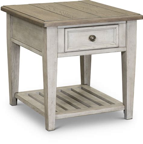 Weathered White Oak End Table with Drawer - Heartland in 2020 | End tables with drawers, Oak end ...