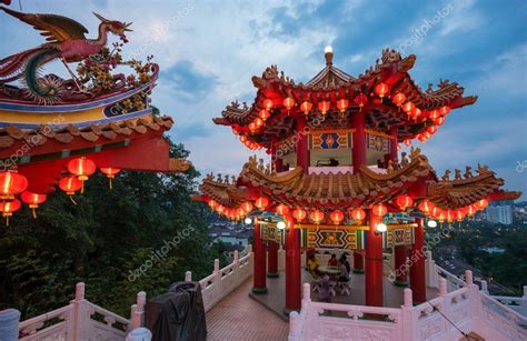 Thean Hou Temple in Kuala Lumpur at night during Chinese New Year ...