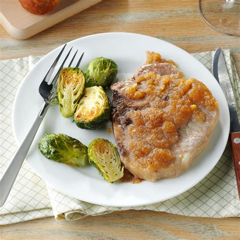 Applesauce-Glazed Pork Chops Recipe | Taste of Home