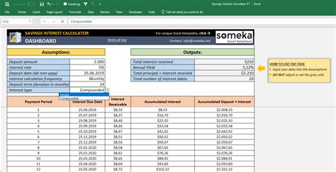 Savings Interest Calculator Excel Template | Savings Account Tool