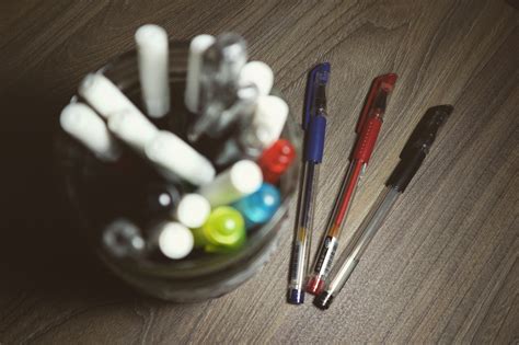 Free Images : ballpens, blur, colored pens, colors, colourful, design, glass, jar, school ...