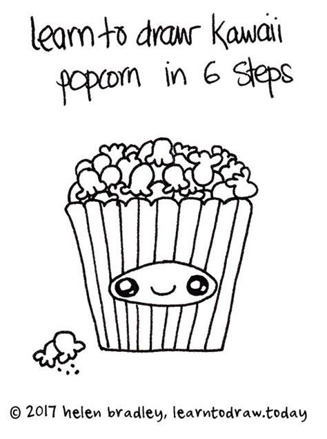 How to Draw Kawaii Popcorn in Six Steps : Learn To Draw