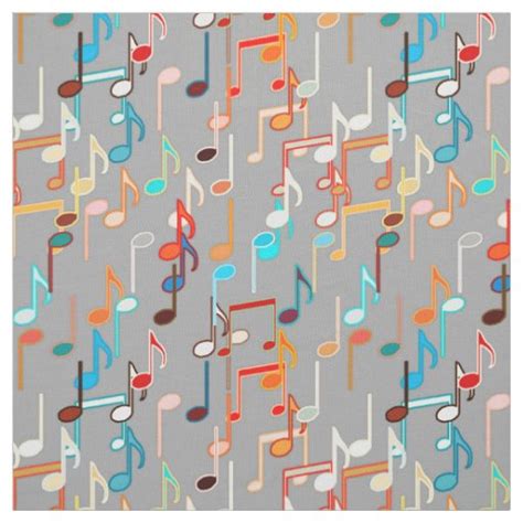 Musical Notes print - Medium Grey, Multi Fabric | Zazzle