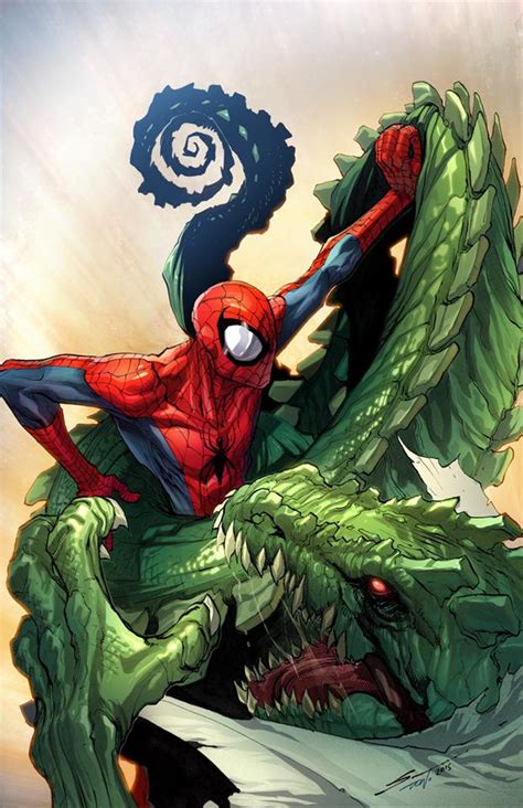 Spiderman vs Lizard colored by Sandoval-Art on DeviantArt