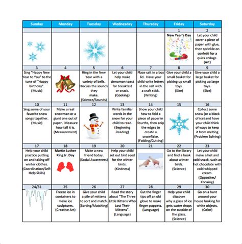 Free Printable Preschool Calendar Template Printable Templates - Free Word Template