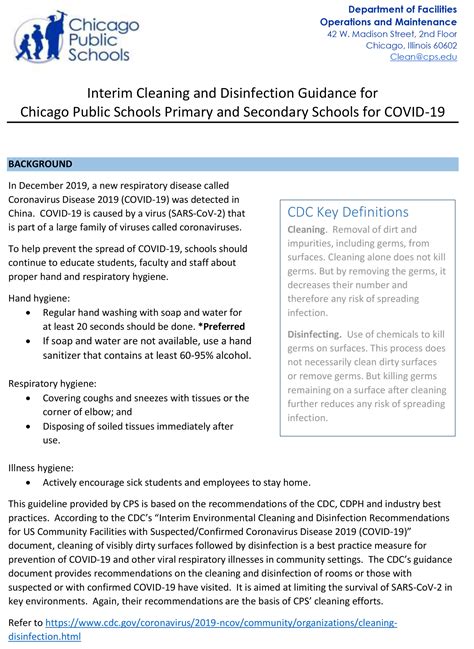 Interim Cleaning and Disinfection Guidance for Chicago Public Schools ...