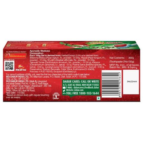 Dabur Red Gel Toothpaste 150 g (Pack of 2) - JioMart