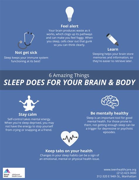 Infographic: 6 Amazing Things Sleep Does for Your Brain & Body - Mount Sinai Adolescent Health ...