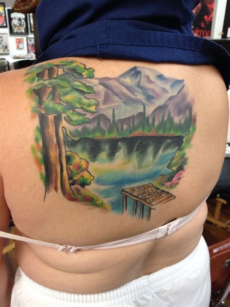 Healed lake scene | Color tattoo, Tattoos, Color