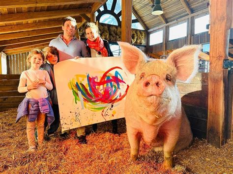 A pig named Pigcasso earned more than a million dollars by painting pictures: her works are in ...