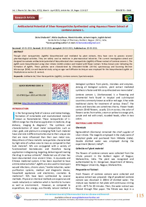 (PDF) Antibacterial Potential of Silver Nanoparticles Synthesized using Aqueous Flower Extract ...