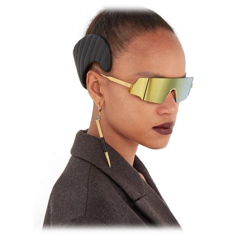 Fendi - Fendi Forceful - Shield Sunglasses - Yellow Gold - Sunglasses ...