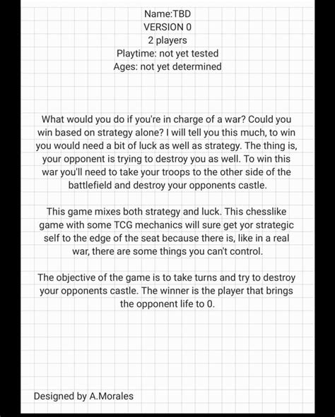 Here is the first draft of rules of a game I am designing! There are a few typos I know. What do ...