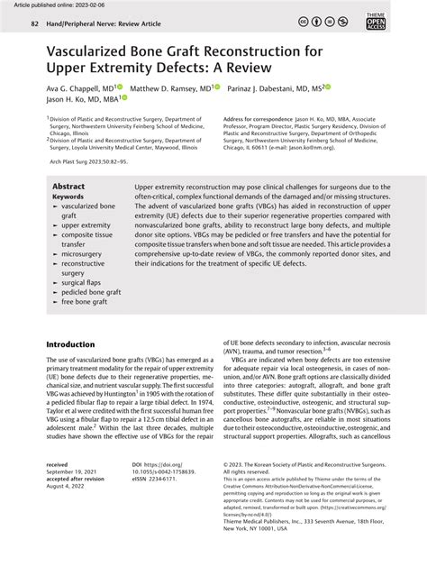 (PDF) Vascularized Bone Graft Reconstruction for Upper Extremity ...