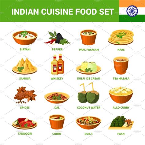 Indian cuisine food set | Icons ~ Creative Market