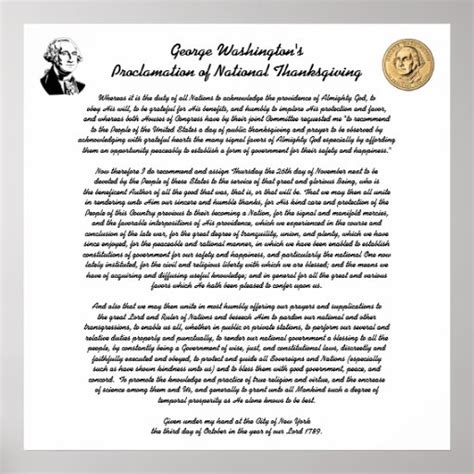 Thanksgiving Day Proclamation by George Washington Poster | Zazzle