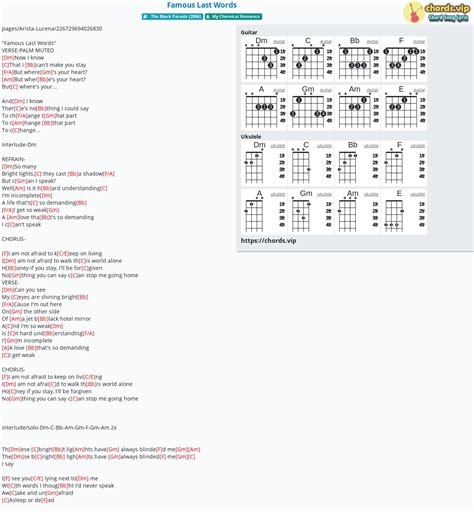 Chord: Famous Last Words - tab, song lyric, sheet, guitar, ukulele | chords.vip