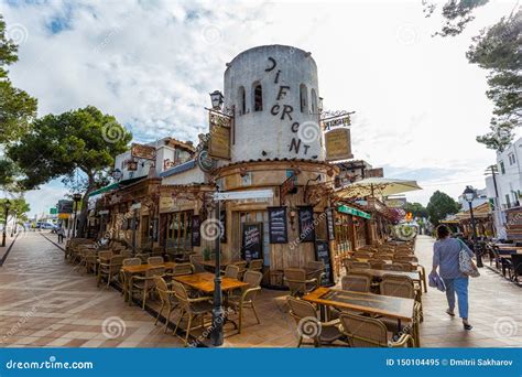 Walking Street with Restaurants in Center of Cala D`or, Mallorca, Spain Editorial Image - Image ...