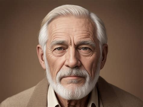 Premium AI Image | Realistic photo of one older men with an beige background by Generative AI