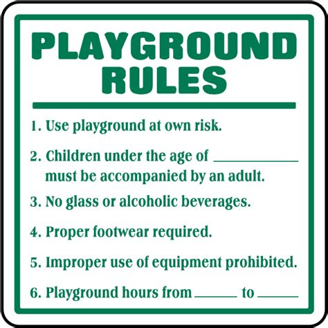 Playground Rules Signs - Save 10% Instantly