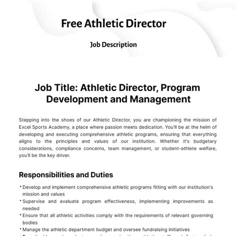 Free Athletic Director Job Description Template - Edit Online & Download | Template.net