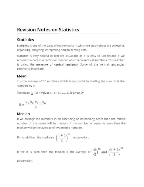 SOLUTION: Statistics maths key notes - Studypool