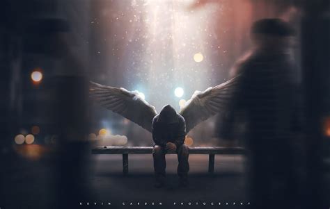 angel, wings, alone, sad, artist, artwork, hoodie, digital art, hd, 4k HD Wallpaper