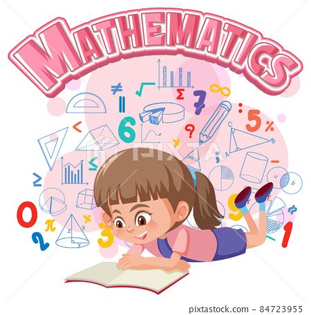 Girl learning math with math symbol and icon - Stock Illustration [84723955] - PIXTA