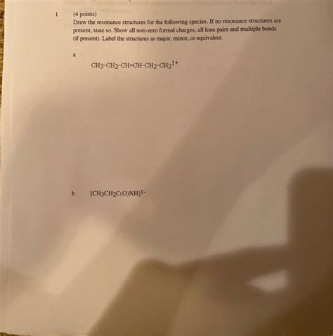 Solved 1 (4 points) Draw the resonance structures for the | Chegg.com