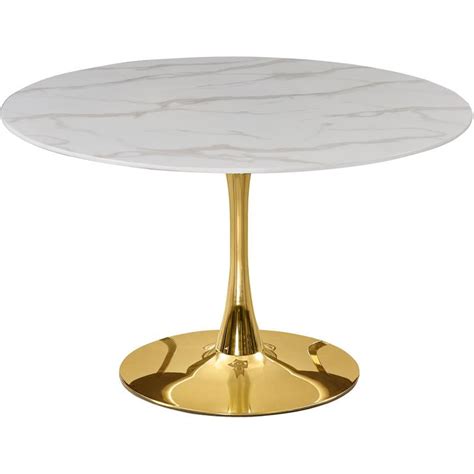 Meridian Furniture Tulip 48" Round Faux Marble Top Dining Table with ...