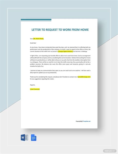 Work From Home Letter Template in PDF - FREE Download | Template.net