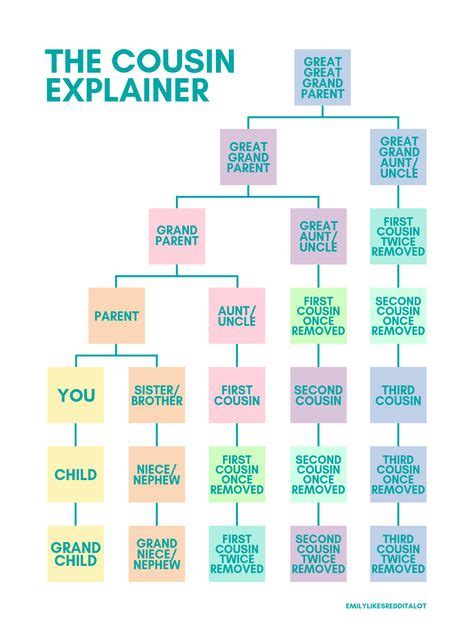 Colorful Cousin Explainer [OC] : coolguides | Family tree explained ...