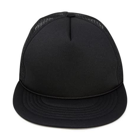 DALIX Classic Trucker Cap Flat Bill Adjustable Snapback 5 Panel Plain Hat Black - Walmart.com