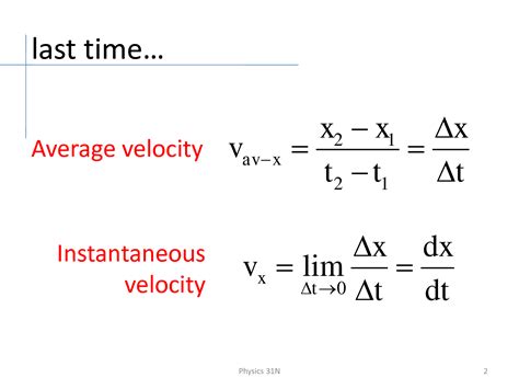 Instantaneous Velocity Formula