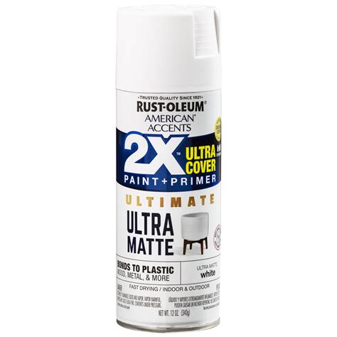 White Rust-Oleum American Accents 2X Ultra Cover Matte Spray Paint-328391, 12 oz , 6 pack ...