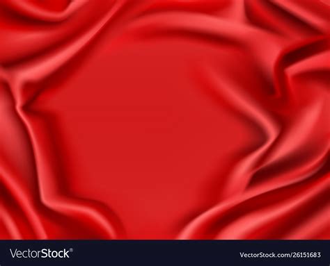 Red silk draped fabric background textile frame Vector Image