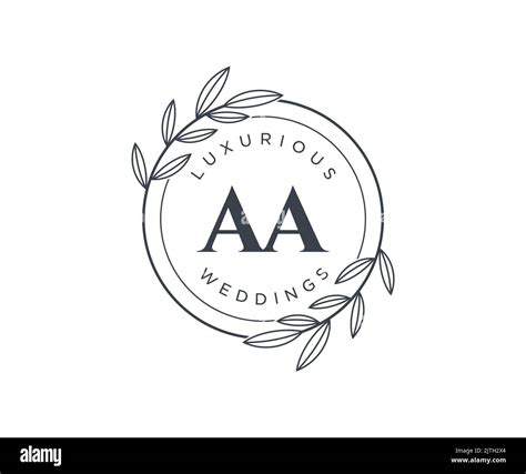 AA Initials letter Wedding monogram logos template, hand drawn modern minimalistic and floral ...