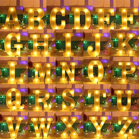 22CM 3D 26 White LED Letter Marquee Sign Alphabet Light Indoor Wall Hanging Letters Light ...