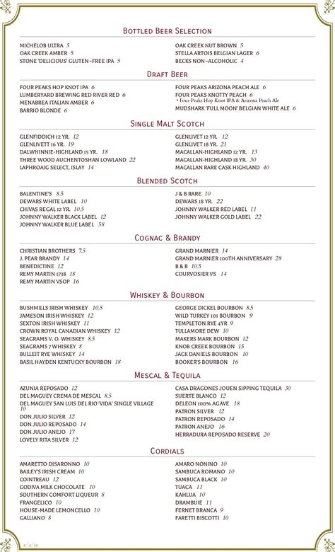 Menu at Cucina Rustica desserts, Sedona