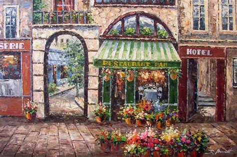 French Restaurant Parisian Bistro Cafe Art Oil Painting | Parisian bistro, Cafe wall art, French ...