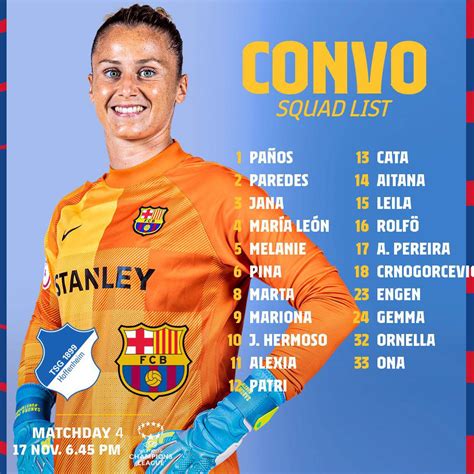 Squad against Hoffenheim : r/FCBFemeni