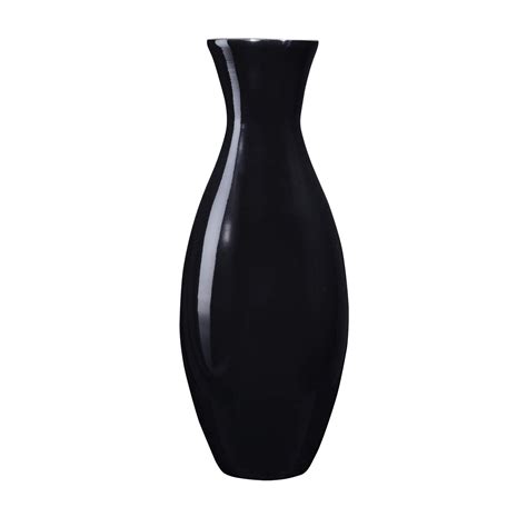 Villacera Handcrafted 20” Tall Black Bamboo Vase | Decorative Classic Floor Vase for Silk Plants ...