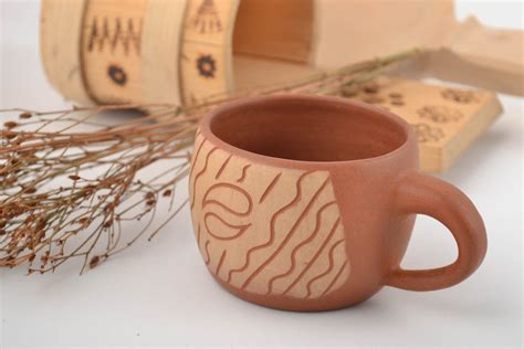 Taza cerámica artesanal pintada a mano con engobes 300 ml 155545216 - BUY HANDMADE GOODS at ...