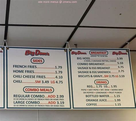 Online Menu of Big Dans Hamburgers Restaurant, Indianapolis, Indiana ...