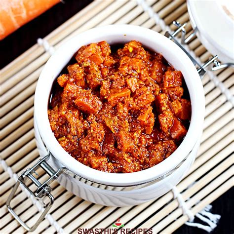 Carrot Pickle Recipe (Gajar ka Achar) - Swasthi's Recipes