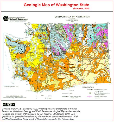 Schuster 1992 Geologic Map of Washington State | Geology | Pinterest | Geology and Volcano