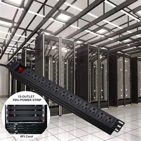 19" 1u Rack Mount Aluminum Pdu 12ways Usa With Switch Power Strip (2 Meter 5-15 Outlets Rack ...