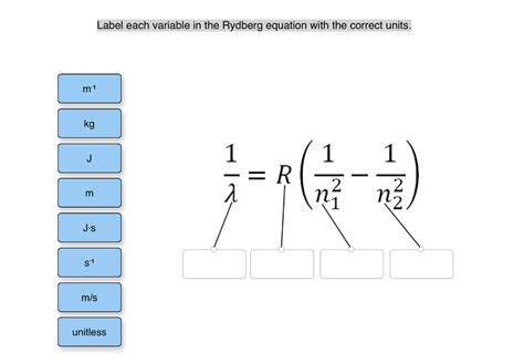 Solved Label each variable in the Rydberg equation with the | Chegg.com